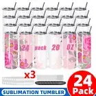 HTVRONT 24x Straight Sublimation Tumblers Bulk Blank 20oz Stainless Steel White