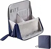 Multi-Purpose Large Capacity Oxford Cloth Standing Makeup Bag, Waterproof Makeup Organizer with Compartments, Portable Large Capacity Organizer, Toiletry Bag and Stationery Storage (Navy)