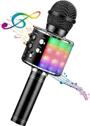Black Karaoke Microphone 4 in 1 Bluetooth Handheld Wireless Portable Speaker