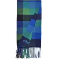 在飛比找momo購物網優惠-【COACH】藍X綠X黑蘇格蘭格紋羊毛圍巾