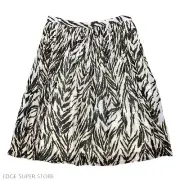 Talbots Brown Black Flare A Line Zebra Animal Print Pleated Flare Skirt Size 4