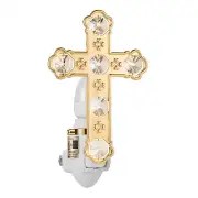 24K GOLD PLATED SWAROVSKI CRYSTAL STUDDED CROSS CRUCIFIX NIGHT LIGHT UL LISTED