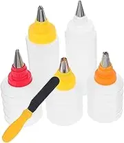 Gatuida 6pcs Icing Piping Bottles Set Transparent Squeeze Decorating Tools for Cake and Cookie Decoration Versatile Nozzle Options for Easy Cleaning and Stunning Designs