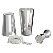 Cocktail Shaker Set: Professional Shaker, Cocktail Strainer and Jigger Set9226