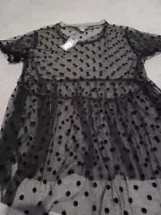 Black Dotty Net Top