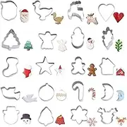 Christmas Cookie Cutters Set,20PCS Mini Christmas Cookie Cutters Stainless Steel Gingerbread Man Tree Snowflake Candy Cane Santa Snowman Reindeer and More