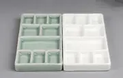 Green and White Ceramic Artist Watercolour Palette Gouache Acrylic Mixing Tray
