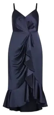 City Chic Small Maxi Bella Ruffled Navy Plus Size 16