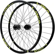 MTB Wheelset Mountain Bike Wheels 26'' 27.5'' 29'' Center Lock Disc Brake Thru Axle Bearing Hubs Cassette 8 9 10 11 12 Speed 28H (Color : Black-Gold, Size : 27.5inch)