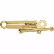 14kt Yellow Gold Round Barrel Pearl Clasp Snap In Tongue Figure 8 Safety w Rings