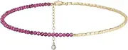[MYEARS] Women Beaded Anklet Gold Gemstone 14K Simple Dainty Handmade Chain Everyday Boho Beach Jewelry