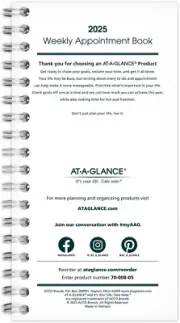 2025 Appointment Book Planner, Weekly, 3-1/4" X 6-1/4", Pocket Size, Refill For