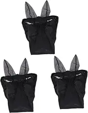 Kisangel 3pcs Horse Mask Mesh Head Cover Fly Prevention Comfortable Fit Black Outdoor Horse Care