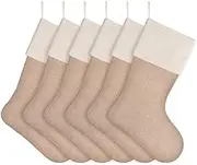 DECORA 21.5 inch Natural Jute Burlap Christmas Stocking Fireplace Hanging for Gifts Goodies Handmade Projects Set of 6