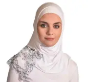 AL- Amira hijab-Women Muslim Cotton Scarf Ameera Hijab Islamic White