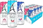 Aspire Tropics Variety Pack, Healthy Energy Drink with Low Caffeine, No Sugar, Carbs, and Keto Friendly, 12 Pack