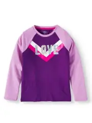 Athletic Works ~ Girl's Size XL (14/16) Top ~ Purple w/Silver Sequins "LOVE"