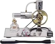 Pktiugf Stirling Engstirling Engine Kitmodel,Motor Stirling,Balance Hot Air Stirling Engine Model - DIY USB Power Generator with Night Light, Project & Gift for Tech Enthusiasts (6.3x3.1x4.3 Inches)