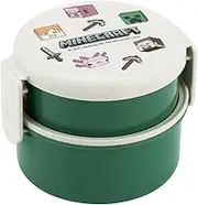 Skater ONWR1AG-A Bento Box, 16.9 fl oz (500 ml), 2-Tier, Round, Rice Ball Case, Antibacterial, Minecraft, Explore More, Made in Japan