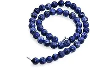 [Generic] Blue Round Jade Quartz Semi Precious Stones (8 mm) (Pack of 1 String) for Jewellery Making, Beading, and Craft