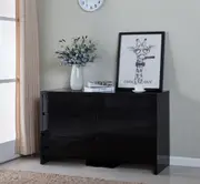 126CM High Gloss Piano Finish 6 Drawers Tallboy Cabinet Black