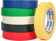 ADHES 6-Pack Colored Masking Tape 25mm x 50m, Colorful Craft Tape, Vibrant Rainbow Color Teacher Tape, Great for Art, Lab, Labeling & Classroom Decorations