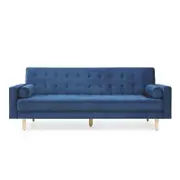 Sofia Blue Velvet 3 Seater Sofa Bed