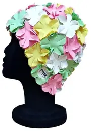 CHEX Anzio Ladies 3D Flower Petal 3 Colour Swimming Hat White Green Pink Yellow