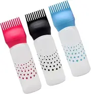LOORGVEL 3pcs Refillable Hair Dye Bottles with Comb Anti-leak Shampoo Containers for Hair Coloring for Salon Barbershop Use Black