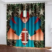 Blackout Curtains Bedroom Cartoon Character Football 280X300Cm Eyelet Thermal Curtain for Living Room Soft Texture Window Treatments for Kids 3D Curtains-Indoor Opaque Perforated Curtains-Insula