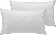 Dreamaker Twin Pack Cotton Quilted Pillow Protector, Easy Zip Closure, Plush Polyester Fill for Added Softness, Easy Care & Machine Washable, 2 x Australian Standard Size Cases 48 x 73cm
