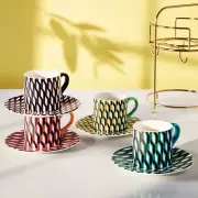 NIB Diane Von Furstenberg for Target Arrow Geo Mug Drinkware Set Saucers & Stand