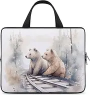 Laptop Case Sleeve Shockproof Computer Carrying Bag Bear on Train Tracks Laptop Bag Tote Lightweight Notebook Case Cover Traveling Briefcase Handle Bags for Travel Business 17inch