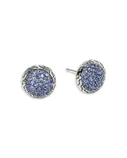 John Hardy Sterling Silver Jh Essentials Blue Sapphire Pave Framed Stud Earrings