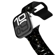 Apple Watch Series 10 (46mm) Impact Band Luxury black glam gold glitter abstract confetti pattern