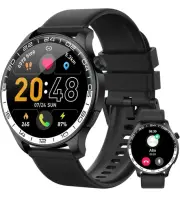 Smart Watch, 40mm AMOLED Touchscreen Smartwatch for Men Women Dark Black