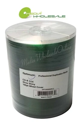 100 OPTIMUM BLANK CD-R CDR 52X Silver Shiny Media disc 100 pack