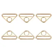 1.97" Adjuster Triangle with Bar Swivel Clip D Dee Ring Buckle, 6Pcs Gold