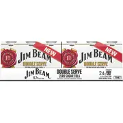 Jim Beam Double Serve Bourbon With Zero Sugar Cola Cans 375ml x 24 Case