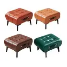 Footrest Leather Footstool Kids Seat Ottoman Change Shoe Stool Anti Slip Step