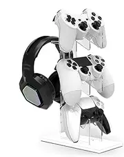 Clear Controller Stand, 3 Tiers Headphone Hanger, Controller Holder Desktop Display Stand for Desk Organizer