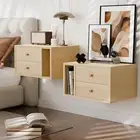 Floating Nightstand Set of 2 with 2 Drawers,18.9" Extended Bedside End Table wit
