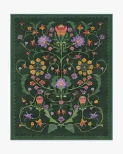 245' x 305' | Machine Washable Runner Rug | Kid & Pet Friendly | Indoor Rug | Iris Apfel Protea Forest Green Tufted Rug | Ruggable