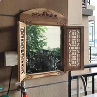 在飛比找蝦皮商城精選優惠-實木中式假窗裝飾仿真電錶箱仿舊鏡復古窗框花園牆木窗掛飾