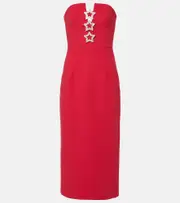[Rebecca Vallance] Rebecca Vallance Akari embellished strapless crepe midi dress UK 14 red