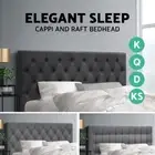 Bed Frame Headboard Double Queen King Single Size Head Bedhead Fabric Grey