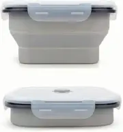 Collapsible Camping Bowl, Silicone Food Container with Lid, Space-Saving Camping