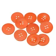 10pcs Resin Sewing Buttons 1" Round Flat 4-Hole Craft Buttons, Orange
