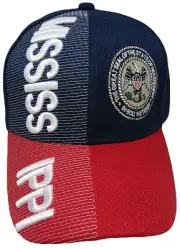 Mississippi State Navy Blue Red White Letters Patch On Side Embroidered Hat Cap