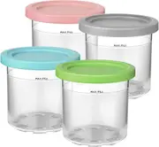 Containers Replacement for Ninja Creami Pints and Lids ,Cup Compatible with NC301 NC300 NC299AMZ Series Ice Cream Maker, BPA Free Dishwasher Safe Leak Proof （4 Pack, 16oz）